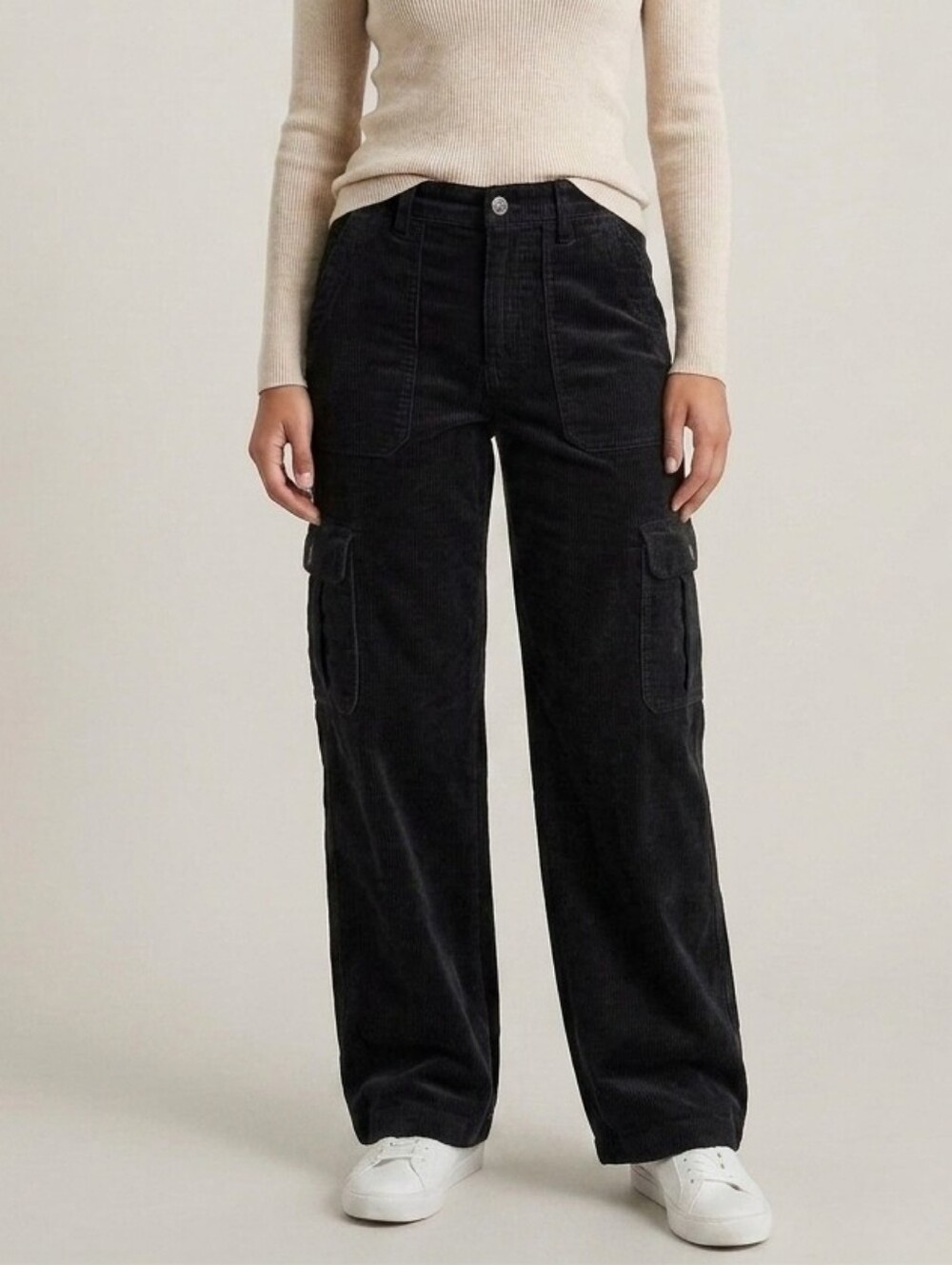 American Eagle Outfitters Black Corduroy Cargo Pants